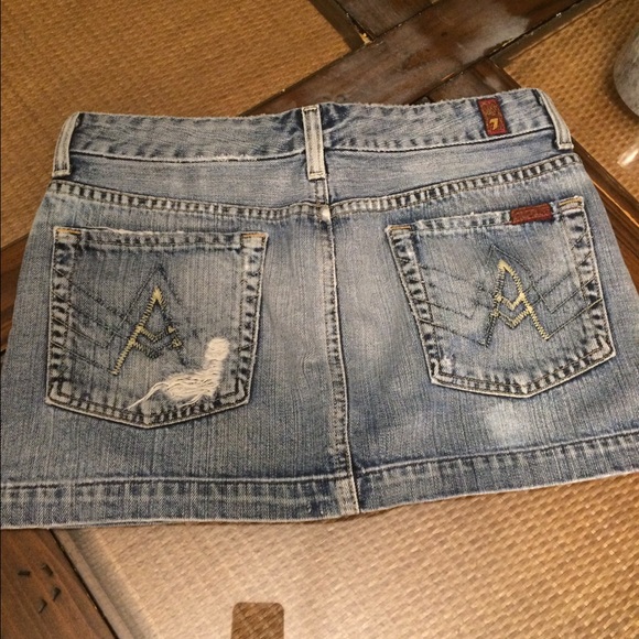 Denim miniskirt 7 For all Mankind A pocket