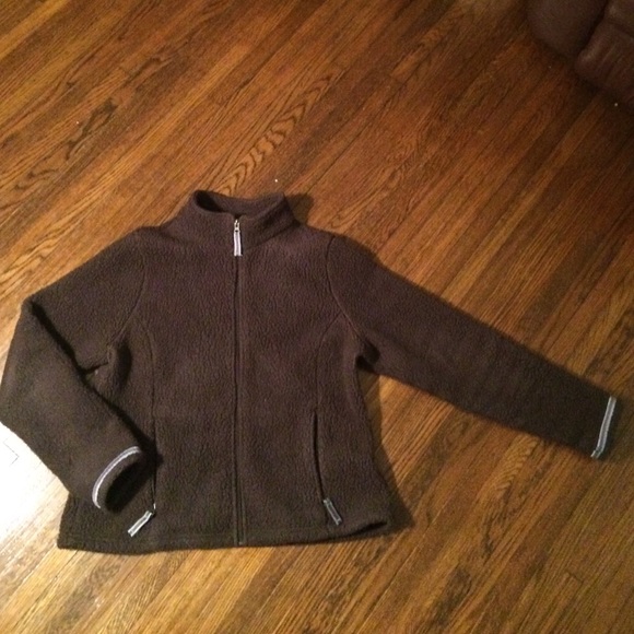 L.L. Bean brown fleece with trim. Women's large.