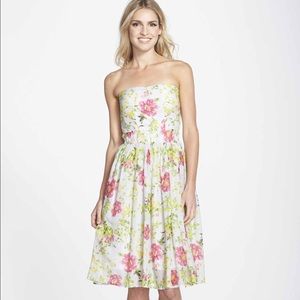 NWT! Floral Print Strapless Fit & Flare Dress sz L