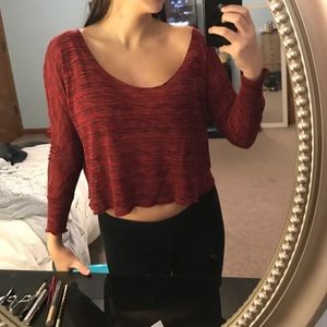red cropped top