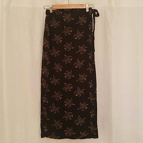 Vintage Ann Taylor Floral Printed Wrap Maxi Skirt