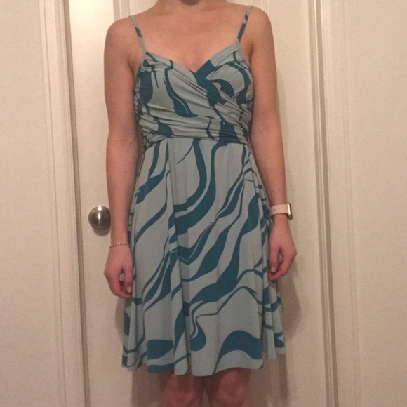 Express Patterned Blue Dress - Picture 2 of 4