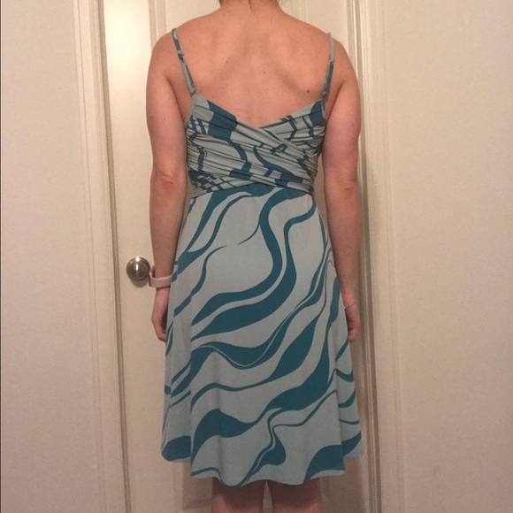 Express Patterned Blue Dress - Picture 3 of 4