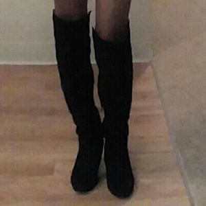 Chinese Laundry black , over the knee wedge boots
