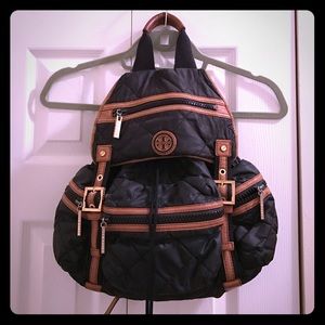 Tory Burch Nylon Backpack with Leather Trim