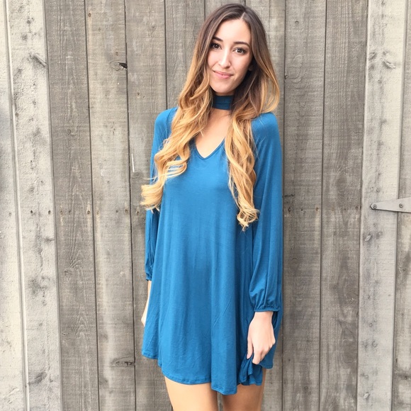 teal choker dress - Picture 2 of 4