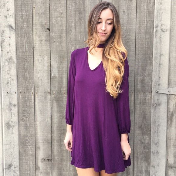purple choker dress - Picture 3 of 4