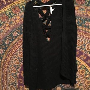 black knitted cardigan