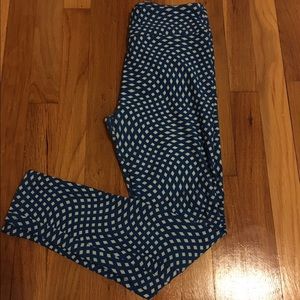OS LuLaRoe royal blue and turquoise leggings