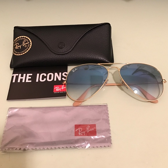 Ray Ban Aviator Gradient Blue Sunglasses - Picture 1 of 4