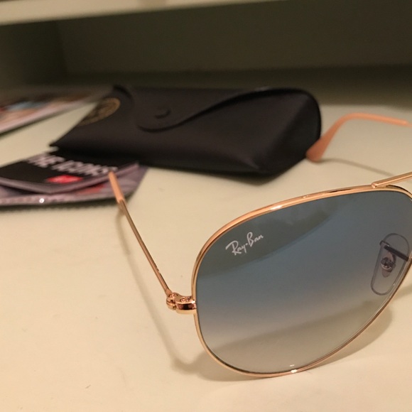 Ray Ban Aviator Gradient Blue Sunglasses - Picture 4 of 4