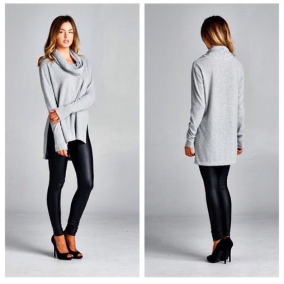 Heather Grey soft Cowl turtle neck - Picture 2 of 2