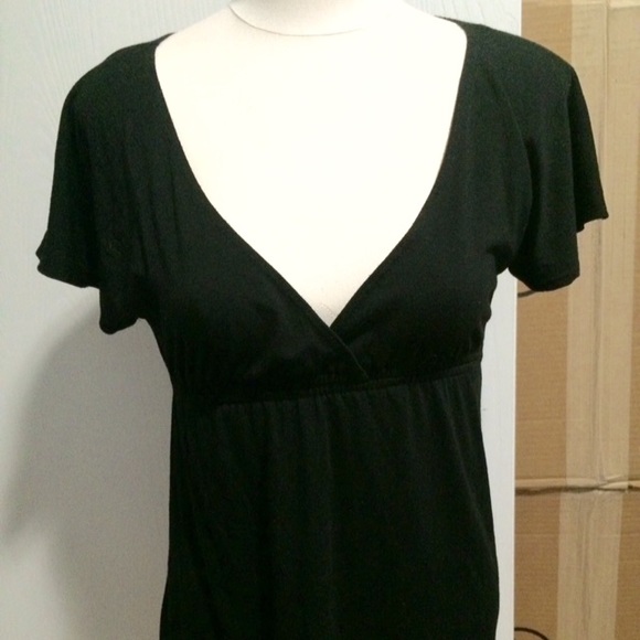 Black Babydoll V Neck Top