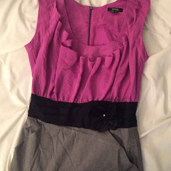 Professional fushia and gray dress