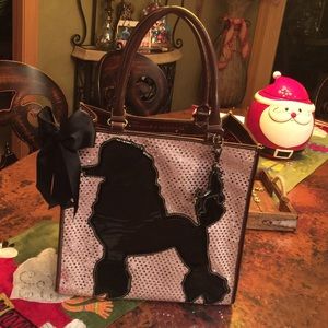 Beverly Feldman bow fur poodle tote