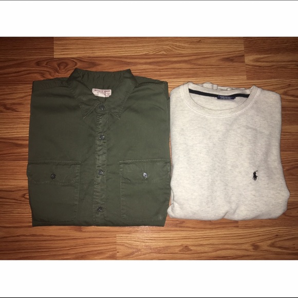 Mens medium j.crew button up and polo waffle shirt