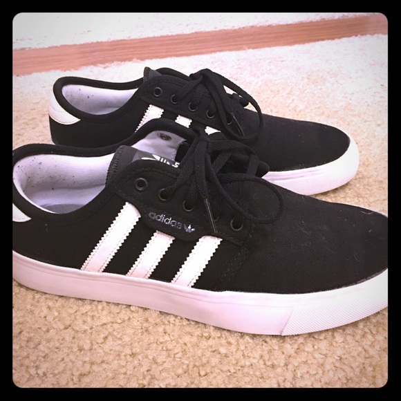 Adidas black with white stripes casual sneakers
