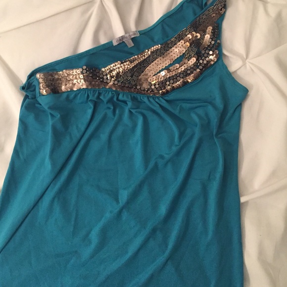 One shoulder sequin tank