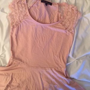 Lace shouldered peplum tank/short sleeve