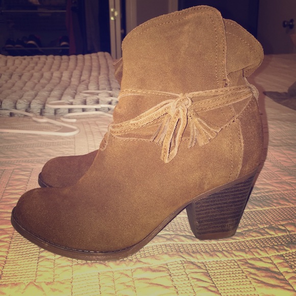 Brown suede ankle booties