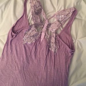 Butterfly sequin back tank
