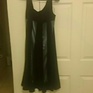 R & M Richards sheer black and blue party dress