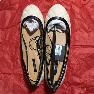 Cream quilted flats