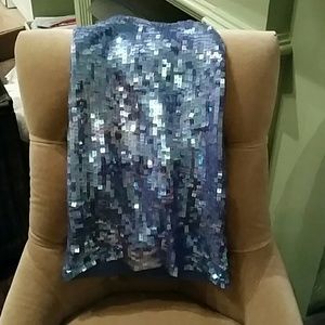 Square sequin knit halter.