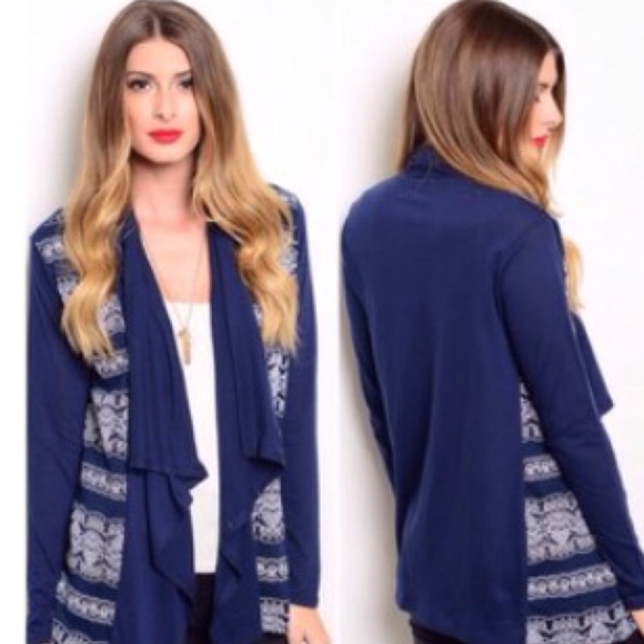 boutique Sweaters - 🦋GORGEOUS NAVY BLUE DRAPE CARDIGAN🦋