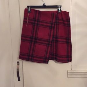 A red plaid wool skirt