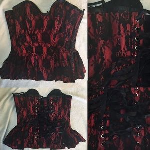 Red and Black Peplum Waist-Training Corset