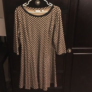 Black and Tan swing dress with leather accent