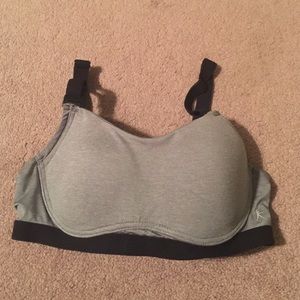 Gray and black sports bra