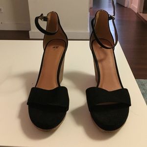 Black ankle strapped wedges