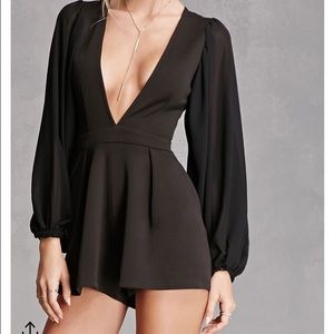Black Plunging Romper