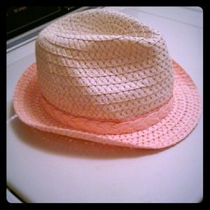 Pink and bagie hat