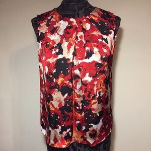 Jones New York Red Fire Pattern Sleeveless Top
