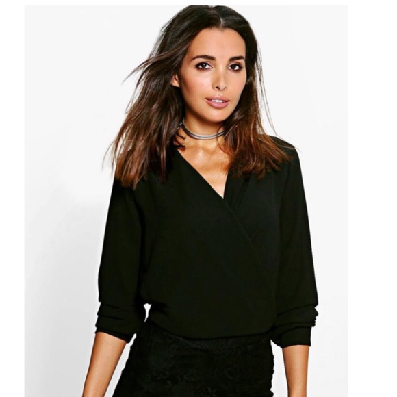 ❣️🌺 Black Front Wrap Blouse 🌺❣️