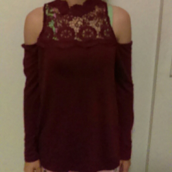 Maroon long sleeve dress shirt