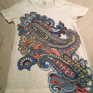Jcrew printed linen tshirt size xxs