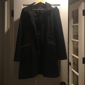 Black wool leather trimmed jacket