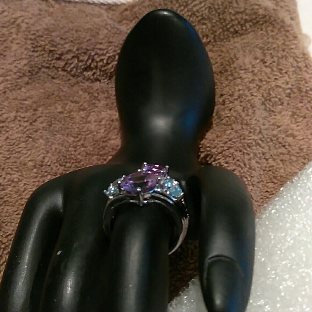Statement ring with amethyst and topaz