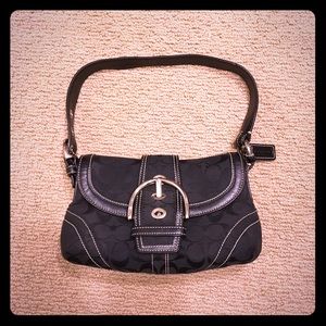 Coach black shoulder canvas & leather bag (small)