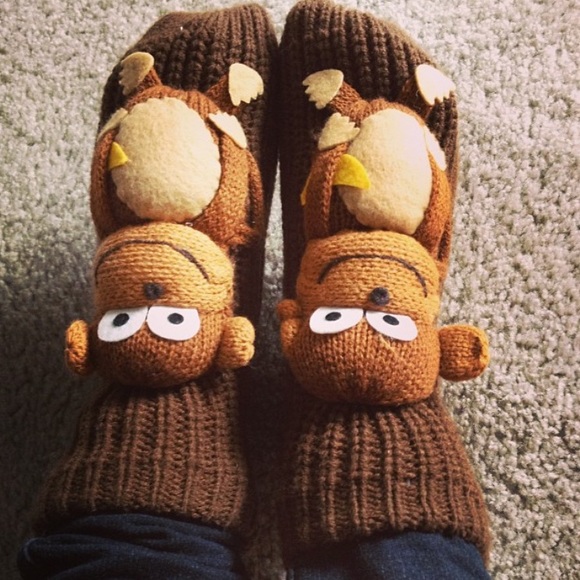 3D monkey slipper socks