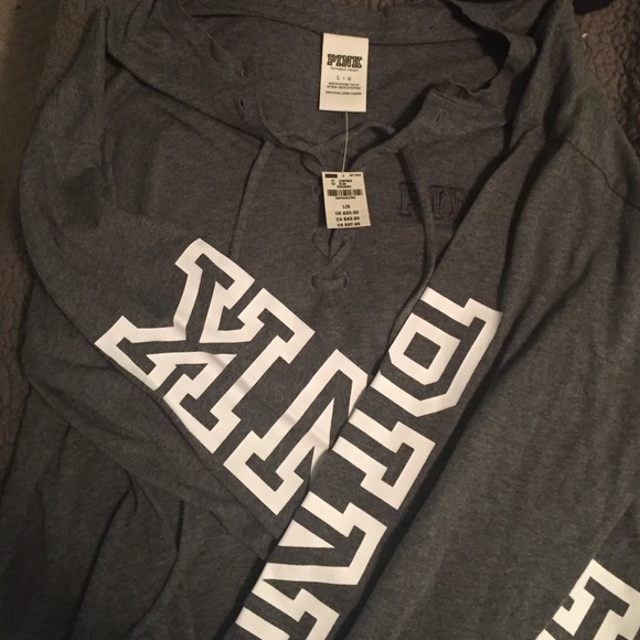 VS PINK Lace-Up Long Sleeve Campus Tee