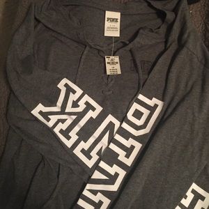 VS PINK Lace-Up Long Sleeve Campus Tee