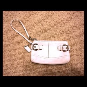 Coach white leather wristlet