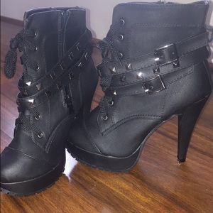 Combat/punk high heeled boots