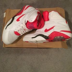 Red white and black Nike air forces