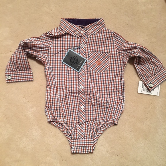 NWT Andy & Evan Brown Navy Checkered L/S Shirt